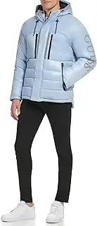 [GUESS] Women's Mid-Weight Puffer Jacket with Removable Hood