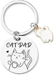 [YALLNASL] Funny Cat Dad Gifts Keychain for Cat Lovers Christmas Presents for Husband Boyfriend Birthday Gifts for Cat Owners Gifts for Son Grandson Keychain for Best Friend Bff Friendship Gifts for Men