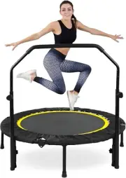 48 Mini Trampoline Rebounder Max Load 200KG, Fitness Trampolines with Adjustable