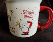 Peanuts SNOOPY & WOODSTOCK Holiday JINGLE BELLS 21 oz CAMPER MUG CUP Large NEW