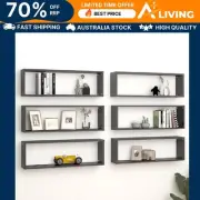 Wall Cube Shelves 6 pcs High Gloss Grey 80x15x26.5 cm Storage Display Unit 07132