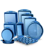 Nutrichef 10pc Bakeware Set With Red Silicone Handles