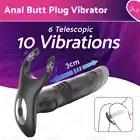 Anal Plug Vibrator Thrusting Telescopic Dildo Prostate Massager Ring Men Sex Toy