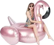 Chamgeco Giant Inflatable Flamingo Ride On Pool Float, Blow Up Pool Floatie with Fast Valves, Summer Beach Swimming Pool Floatie Lounge Floating Raft Party Decorations Toys for Adults Kids
