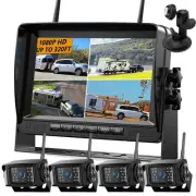 7" Quad Split Monitor DVR+Wireless Reversing Backup Camera For Truck Caravan Bus