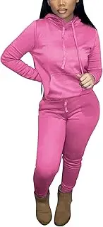 [HBQ] Women's Two Piece Outfit Casual Long Sleeve Hoodie Sweatshirts Jogger Sweatpants Tracksuit Sweatsuit Lounge Sets-Pink-XXL, G-pink