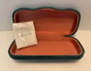 GUCCI AUTHENTIC DESIGNER HARD VELVET CLAMSHELL EYEGLASS/SUNGLASSES CASE IN GREEN