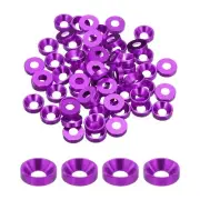 M5 Cone Cup Countersunk Washers,Anodized Aluminum for Screw RC,60PCS(Purple)