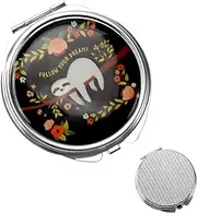 Pill Box Organiser Round, Metal Pill Holder 3 Compartment, Small Portable Pill Case for Travel Pocket Purse, Daily Pill Container with Mirror, Gift Choice (Cute Animal)