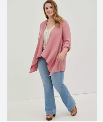 Torrid Mauve Pink Drape Open Kimono Lightweight Flowy Stretch Rayon Size 4X NWT