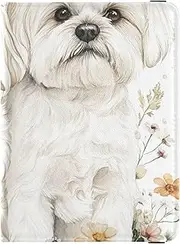 [Amooorous] Cartoon Cute Mighty Maltese Dogs Leather decorative Passport and Vaccine Card Wallet Combo Wallet Combo Cute Passport Book Ultra Slim, cartoon cute Mighty Maltese dogs, 1 size