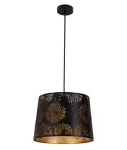 Penshade Interior Slanted with Starburst Pattern Laser Cut Pendant Light Black