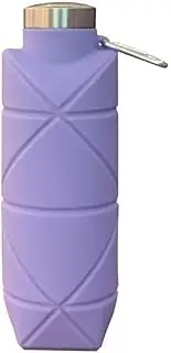 ELNARA Travel COLLAPSIBLE Water Bottle for Camping Hiking Sports Gym BPA Free Silicone Foldable and Lightweight in Violet Purple 750ML