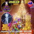 Remote+Colorful Solar 350 LED Waterfall String Light Christmas Tree Hanging DY