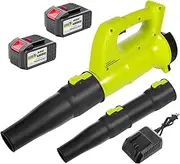 Cordless Leaf Blower,450W Upgraded Electric Leaf Blower, 20V Battery Powered Electric Leaf Blower with 2 Batteries & Charger, for Lawn Care,Yard, Blowing Leaves, Dust, Snow, etc