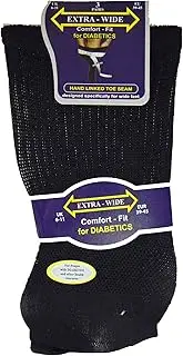 [Kingporium] 3 Pairs Mens Extra Wide Comfort Fit Diabetic Socks Oedema Poor Circulation Gents, Black, UK 6-11, Black, 6-11