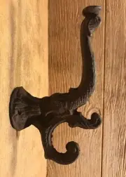 Rustic Dolphin Cast Iron Wall Hook 8" Tall 0170-01204