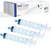 ONE-CARE 60ml Oral Syringe with Cap - Sterile, Individually Wrapped - 25 Syringes, Slip Tip, Uses include oral administration of medicine for infants, adults and animals