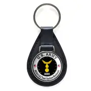 US Army M60A1/A3 Tank System Mechanic Black Leather Keychain Silver Keyring