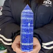 1.43LB Natural Lapis Lazuli quartz crystal single point tower healing