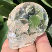 1pc White smelting stone skull quartz crystal hand carved decoration healing 2''