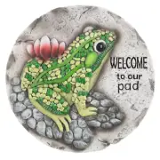 Ganz E5 Home Garden Decor Welcome to Our Pad Frog Sitting 10" dia ER78896
