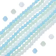 SUPERFINDINGS 15 Strands 3 Colors Bicone Opal Glass Beads Strands 4x4mm Crystal Loose Opalite Beads Faceted Spacer Beads Assortments for Jewelry Making