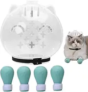 Cat Bubble Muzzle - Cat Head Bubble for Grooming with Paw Covers - Breathable Pet Headgear for Shaving Bathing Washing Trimming Veterinary Visits