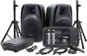 ES-210MXBLU-ST Portable Pro Audio Bluetooth 600 Watts PA System, Two 10" Woofer