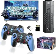 X2 Blue Retro Game Stick,Retro Gaming Console with Dual Rechargeable 2.4G Wireless controllers,30000+ Games 30+ Emulators,Emuelec System,HD Output Emulator Console,Plug & Play Video Games (64G)