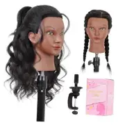 Mannequin Head with Human Hair 16" Cosmetology Manikin Doll Head 100% Real