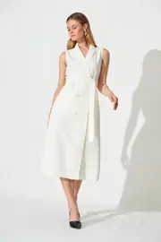 Delia Shirt Dress Sleeveless in White 8