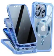 [CD Loop+Privacy Screen Protector]Magnetic Case for iPhone 13 Pro Max Blue