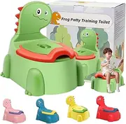 Dinosaur Potty Training seat for Toddlers with Non-Slip Rubber Base, 110lbs Capacity, Portable Travel Potty for Boys & Girls, Baby Potty Training Toilet Seat, Toilet Seat for Toddler (Green)