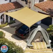 Amgo Heavy Duty 8' x 12' Beige Sun Shade Rectangle Pro Ring Shade Sail, 260 G