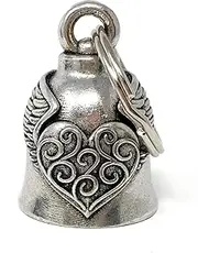 Heart with Wings Motorcycle Biker Bell Accessory or Key Chain for Luck