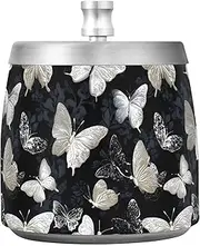 Cigarette Ashtray, Smokeless Ashtray, Classic Butterflies Black Windproof Ashtray, Ash Tray Outdoors
