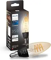 Philips Hue Filament Candle White Ambiance LED Smart Light Bulb E14 Small Edison Screw 4.9W for Indoor Home Lighting. Bedroom