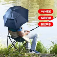 在飛比找蝦皮購物優惠-戶外頭戴遮陽雨傘帽子傘頭帶採茶斗笠雨傘雙層釣魚垂釣傘工廠批發