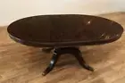 Round Mahogany Dining Table ~54" extends to 90" oval with 2 leaves ~Seats 4-8
