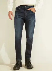 GUESS Mid-Rise Athletic Tapered Denim Jean in Nightshade Wash Size: 30, Cotton