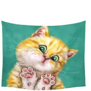 Art Painting Cats Cute Ginger Kitten Tapestry