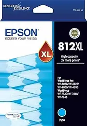 Epson 812XL - High Capacity - Ultra Cyan Ink Cartridge for XP-5100 WF-2860, Single Pack, C13T05E292