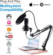 Professional USB Streaming Podcast Microphone Kit Studio Cardioid Condenser PC