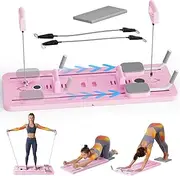 Foldable Pilates Reformer Board – Multifunctional Full Body Fitness System with Resistance Bands, Smart Timer, Ab Roller Wheel & Elbow Support for Home Gym Core Trainer