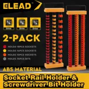 ELEAD 2-Pack Socket Rail & Bit Holder 1/4 3/8 1/2 Drive Portable ABS Material