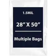 1.5Mil 28" X 50" | LDPE Clear Flat Poly Bags, Flexible & Durable | Multiple Bags