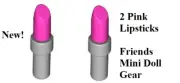 LEGO Friends Lipstick Set of 2 Dark PINK Mini Doll Wear Girl Power Make Up