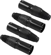Hordion 5 Pin XLR Male Connector Mic Plug Adapter, Microphone Connector XLR Cable Ends Replacement Black Audio Socket-4PCS