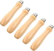 TEHAUX 5pcs Rasp Handle with Strong Metal Collars Easy to Install Wooden File Handles for Metal Files Comfortable Grip for Precision Woodworking and Crafting